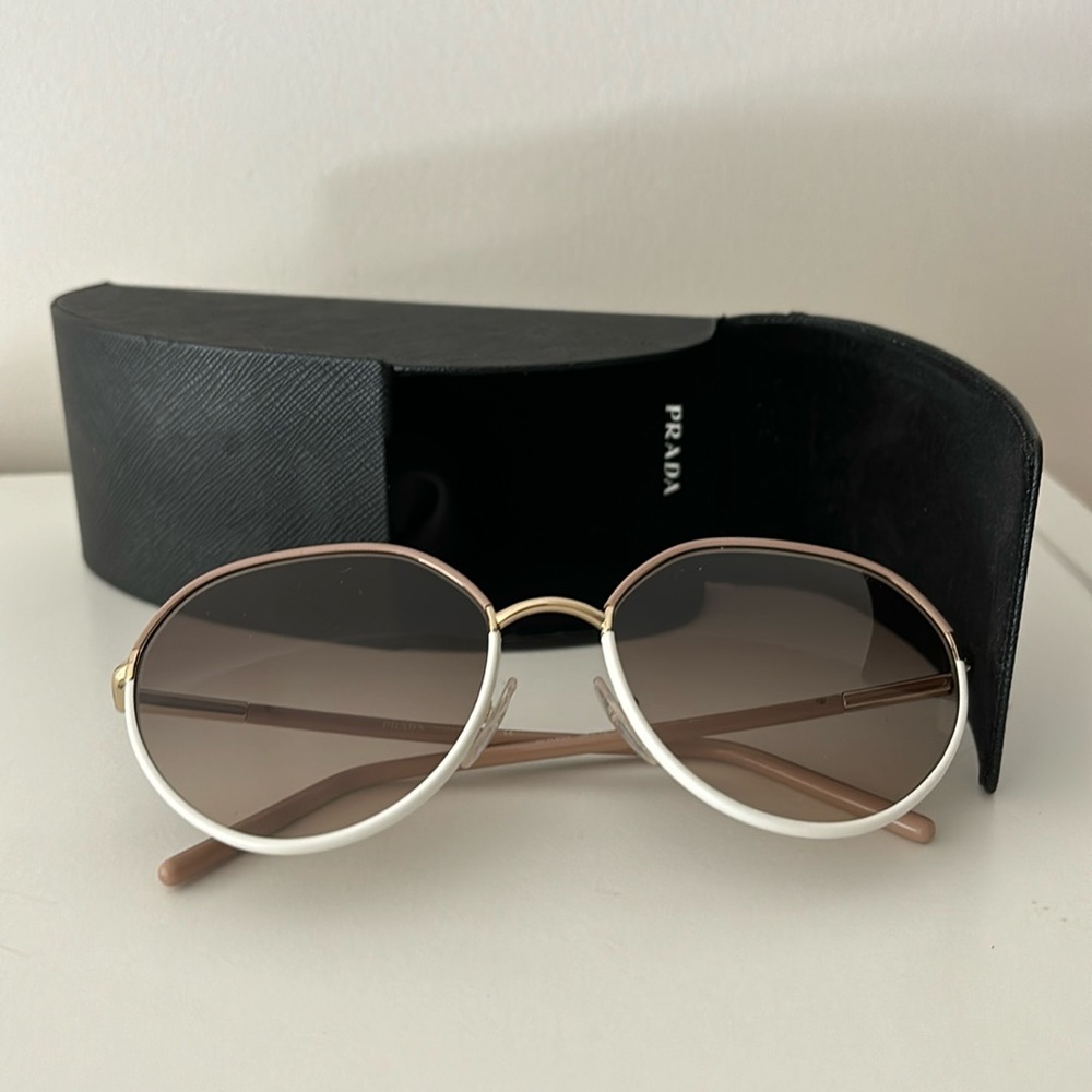Prada PR 65XS Sunglasses in Beige, Ivory, and Brown Color - Picture 2 of 7